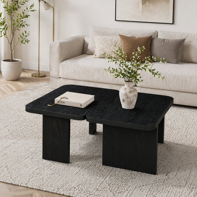 Modern Minimalist Coffee Table Set, Rectangle Coffee Table with Splicing Design, Multifunctional Combination Table for Living Room