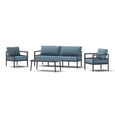 Morelia 4-Piece Sunbrella® Outdoor Patio Seating Set - Canvas Denim