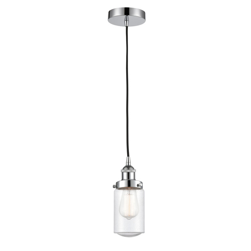 Luminaire suspendu cylindrique à 1 lumière Saroyan, Chrome poli, Bullé