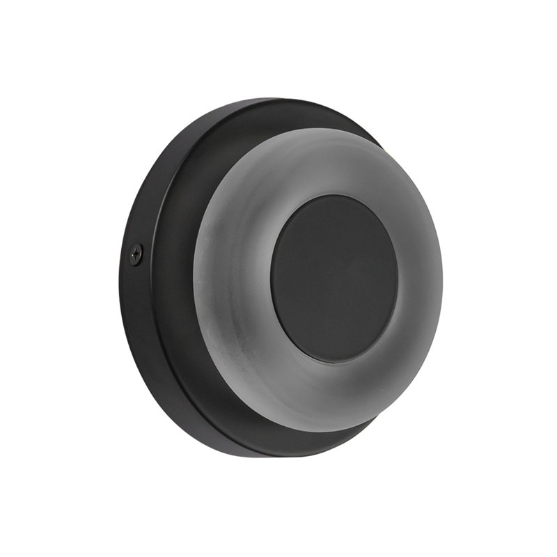 Stephord Aluminum LED Flush Mounted Sconce, Black, White, Frosted Glass