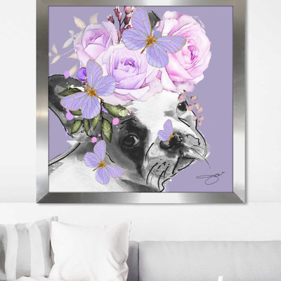«Flower French Bull Dog (Square)» par By Jodi - impression