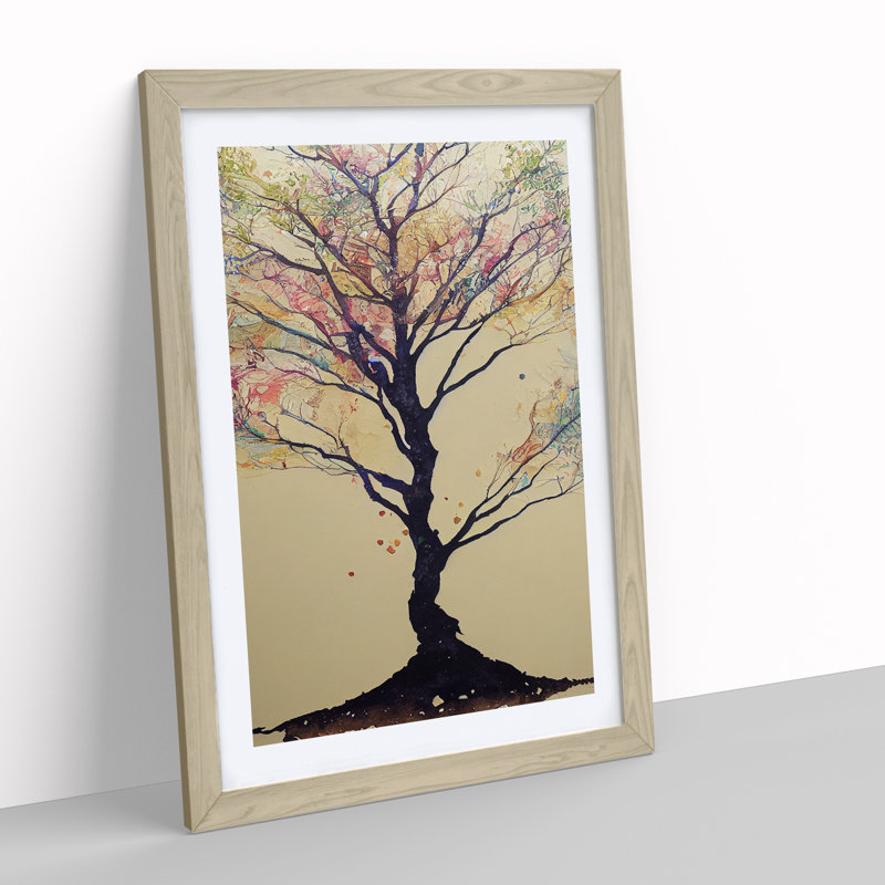 Pastel Tree - Wall Art, 66cm H x 48cm W, Oak Framed, No Matte