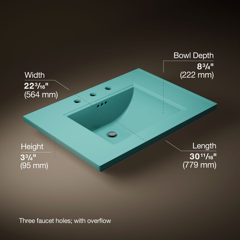 Memoirs Stately Pedestal/Console Table Bathroom Sink Basin with Single Faucet-hole Drilling, 8" Centers, Spring Green