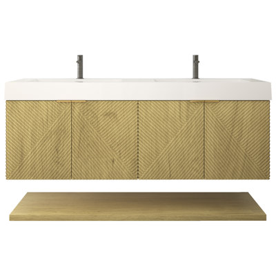 Stella 60 Inches Wall Mounted Vanity Set With Doors And Inside Drawer