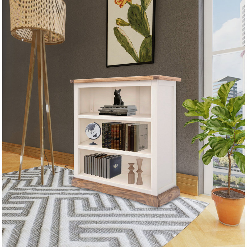 Arley 90 cm W Standard Bookcase, 90cm H x 90cm W x 30cm D, White/Hardwood top/base