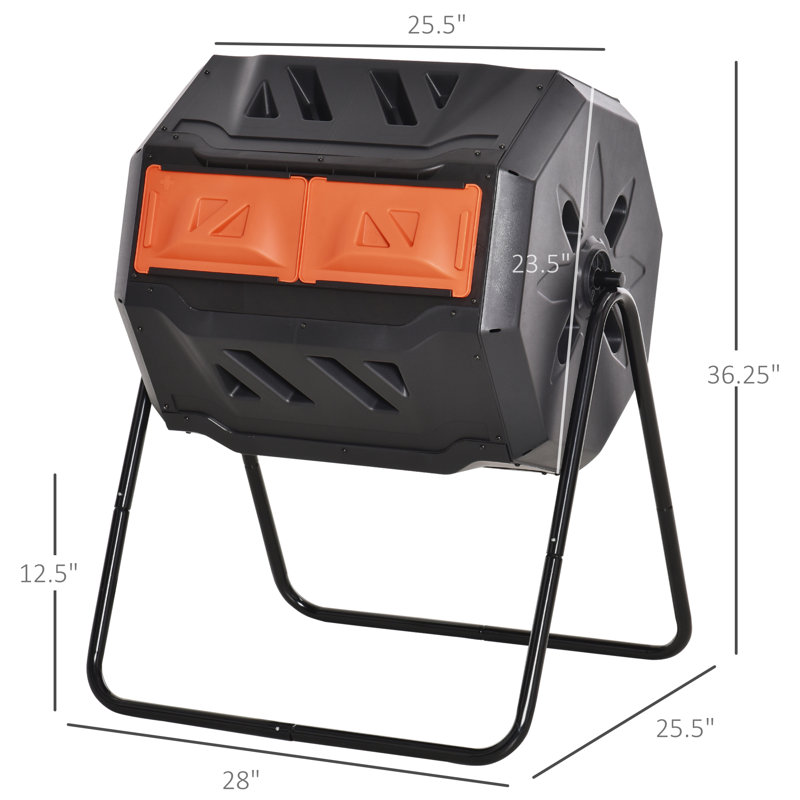 43 Gallon Orange and Black Outdoor Tumbler Composter