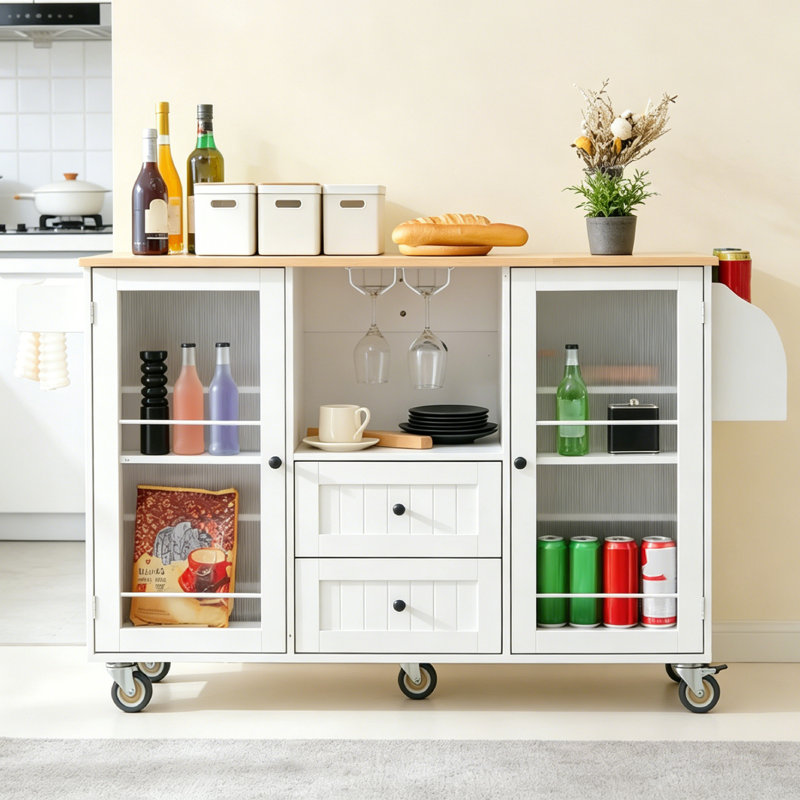 Kitchen Island with Locking Wheels, Portable Rolling Kitchen Island Cart