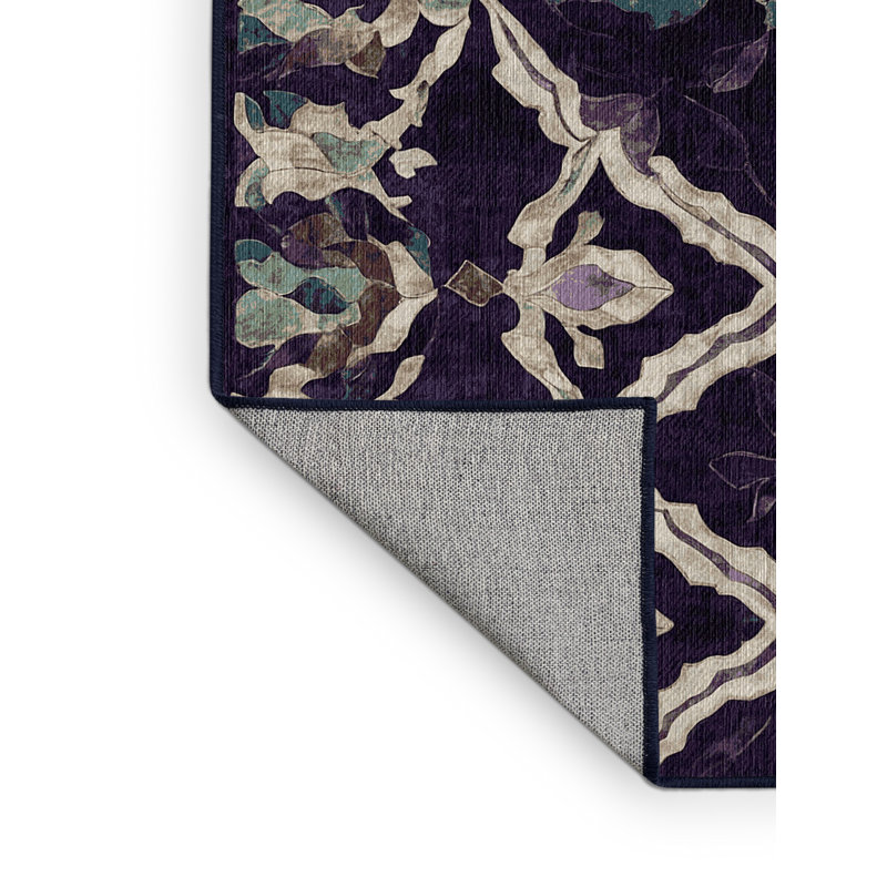Tapis mauve lavable à la machine, Carré 5 pi