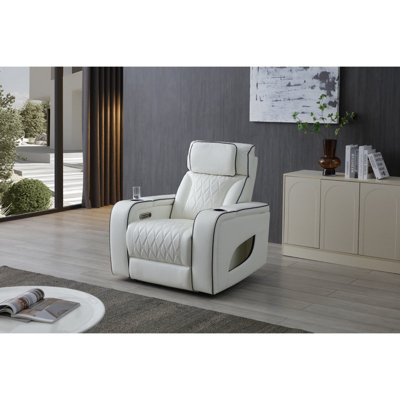 Chaise, White Faux Leather, White