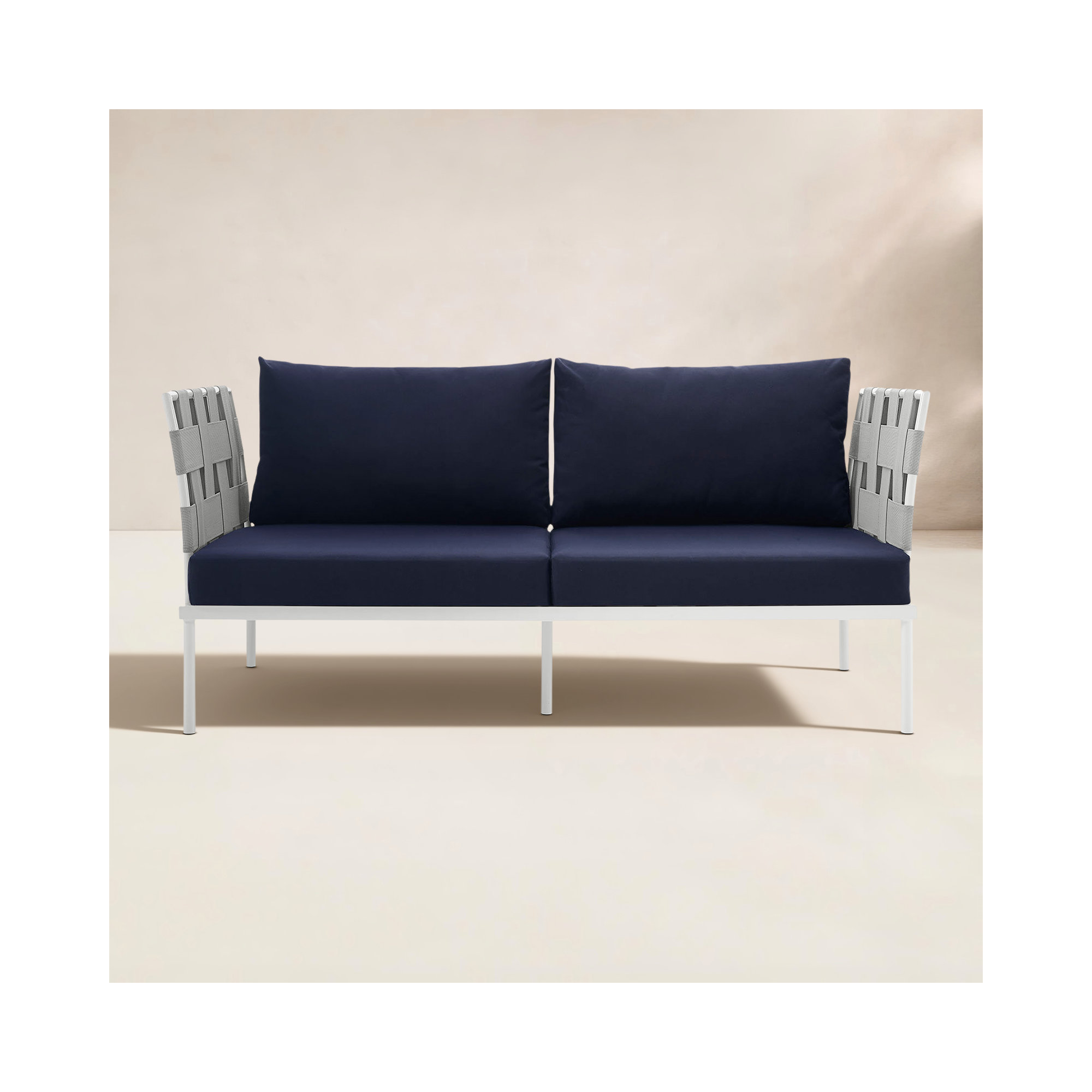 Harmony Outdoor Patio Aluminum Loveseat, Navy