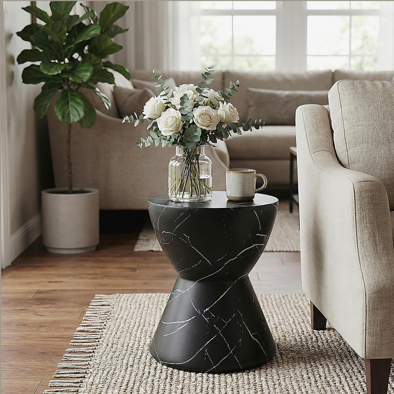 Table d'appoint / de table d'extérieur en béton léger MGO pour l'extérieur, marbre noir