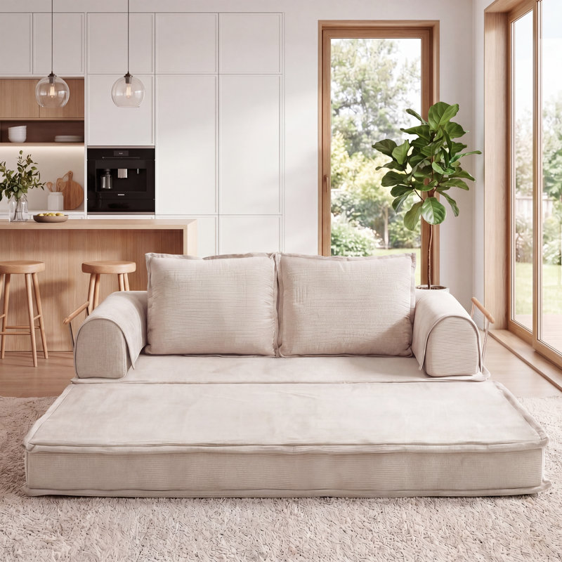 78 Inch Convertible Sofa Bed, 5-In-1 Futon Sofa Bed Pull Out Couch, Compression Couch Bed For Living Room, Corduroy Boneless Couches For Bedroom, Apartment, No Assembly Sleeper Sofa Bed, Tool-Free Assembly