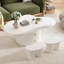 Ensemble de 3 tables basses Cloud, de forme irrégulière avec 2 tiroirs et 2 petits tabourets de salon