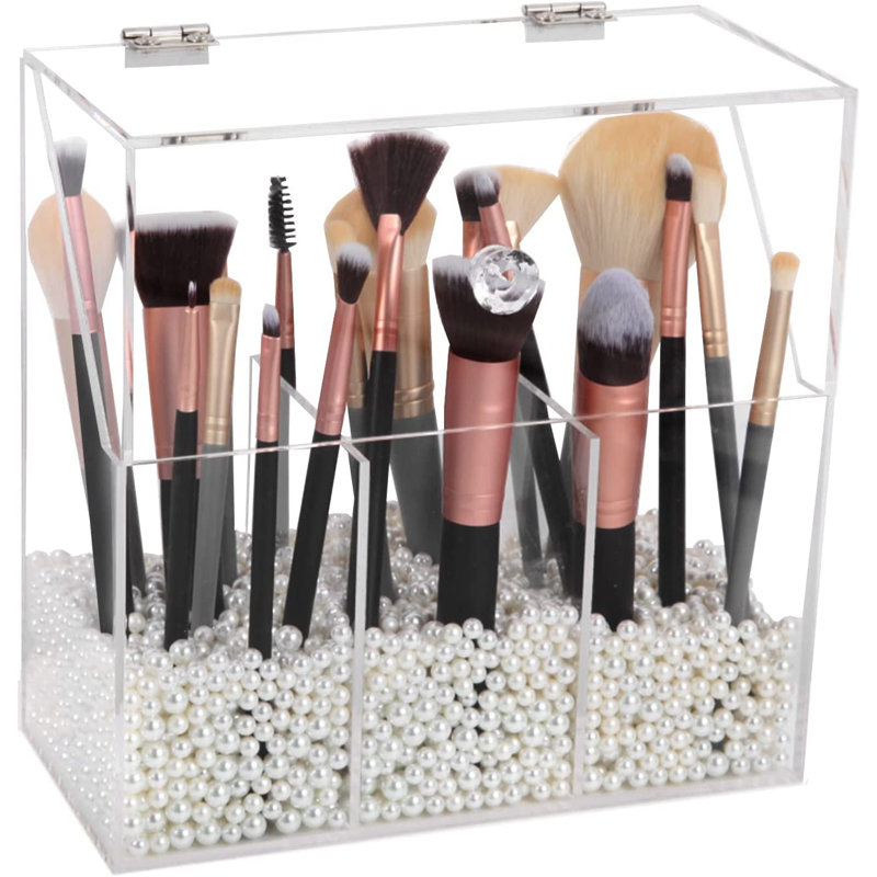 Acrylic 3 Compartment Makeup Organizer