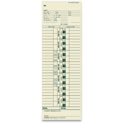 Time Card for Cincinnati Simplex