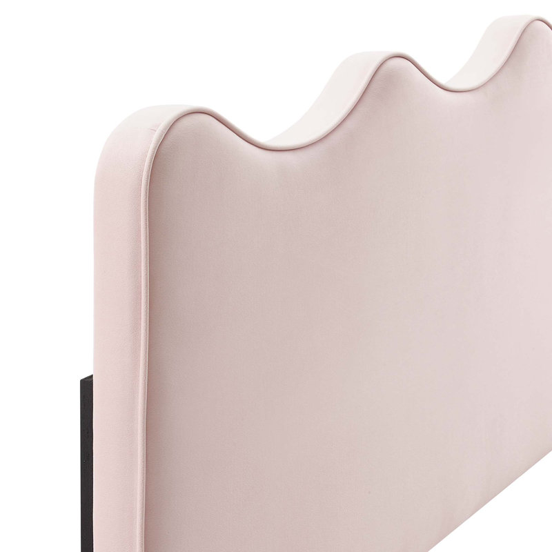 Velvet Upholstered Panel Headboard, Pink, Twin