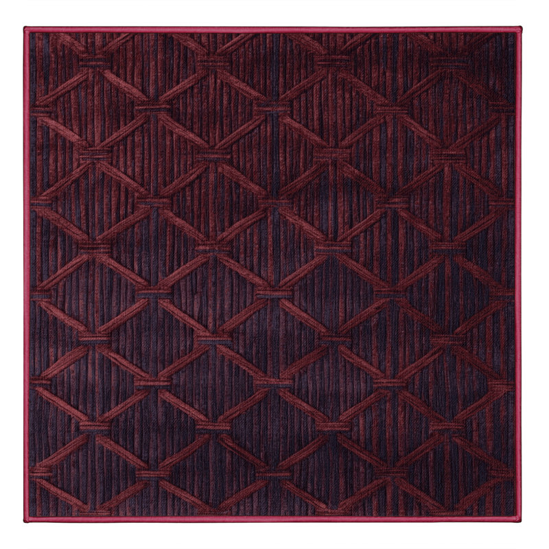 Tapis rouge en treillis lavable à la machine, Carré 8 pi