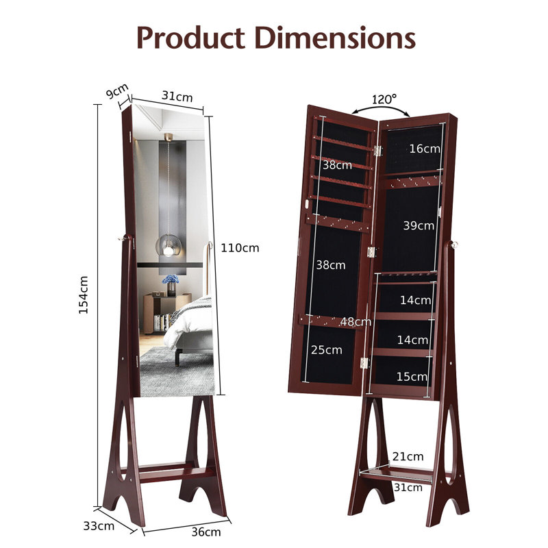 Rinie Freestanding Jewelry Armoire, Brown