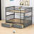 Bunk Bed With Drawers, Convertible Beds-807762201-807762200