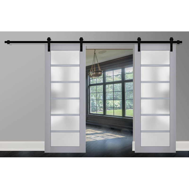 Portes de grange en bois givré Veregio, 48 po x 96 po, Gris