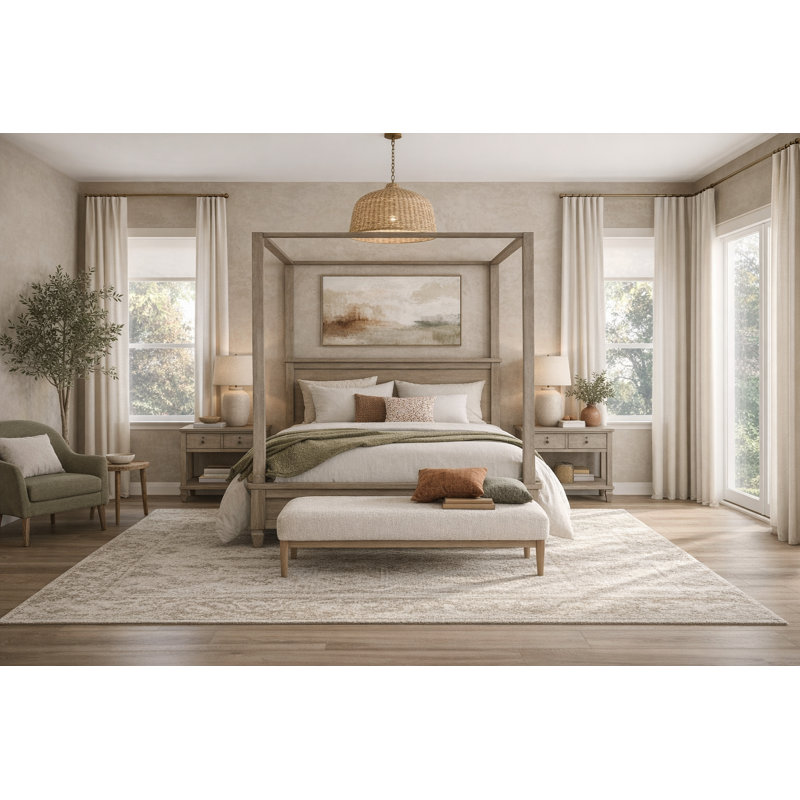 Danar 3-Piece Canopy Bed & Dual Nightstand Bedroom Set, King