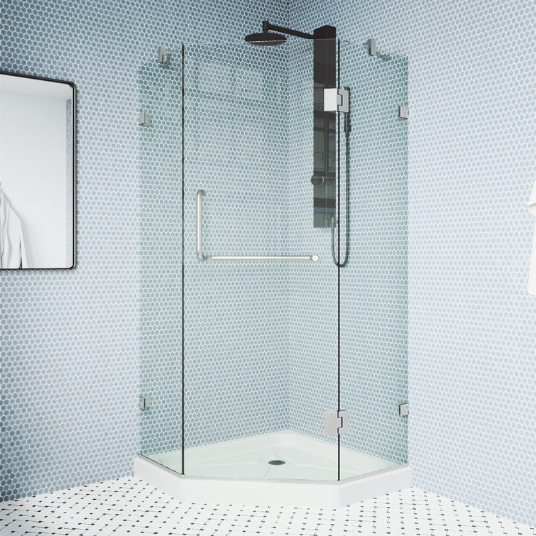 Piedmont 40" W x 40" D x 77" H Hinged Frameless Shower Enclosure with 3/8  Clear Glass&Base