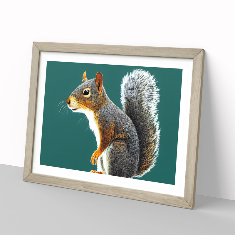 A Tantalising Squirrel - Framed Print, 34cm H x 46cm W x 2cm D, Oak