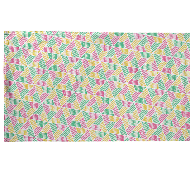 Serviette à thé trapézoïdals Mcguigan, Sergé de coton, Pink/Yellow/Green