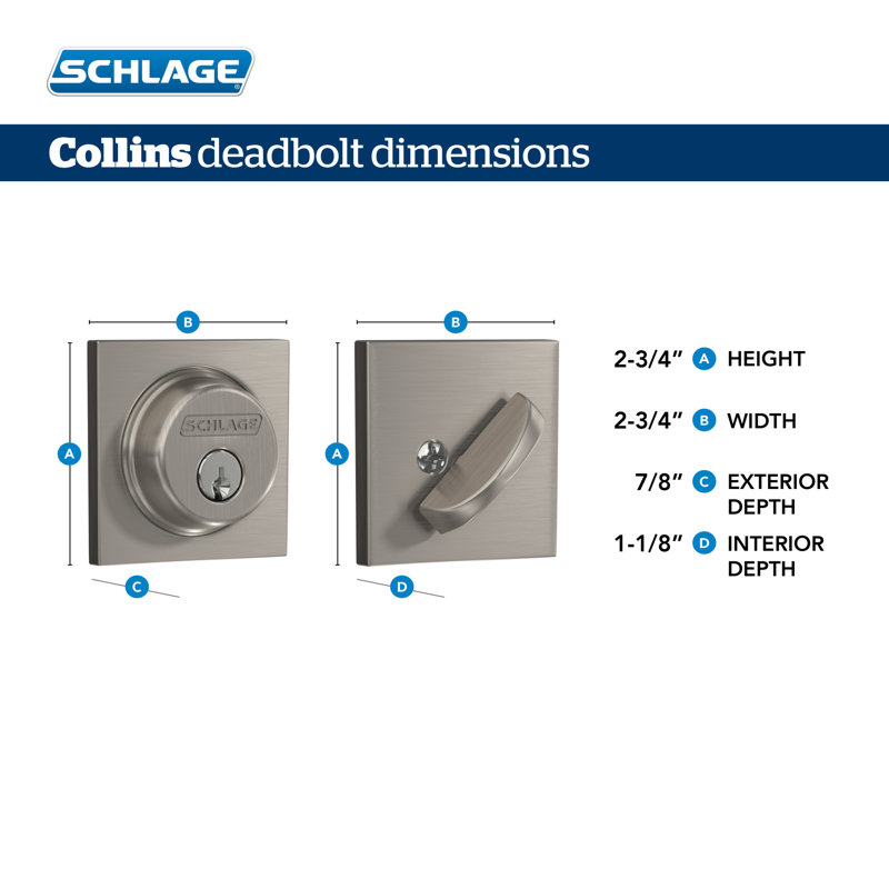 Single Cylinder Deadbolt with Collins Trim, Matte Black