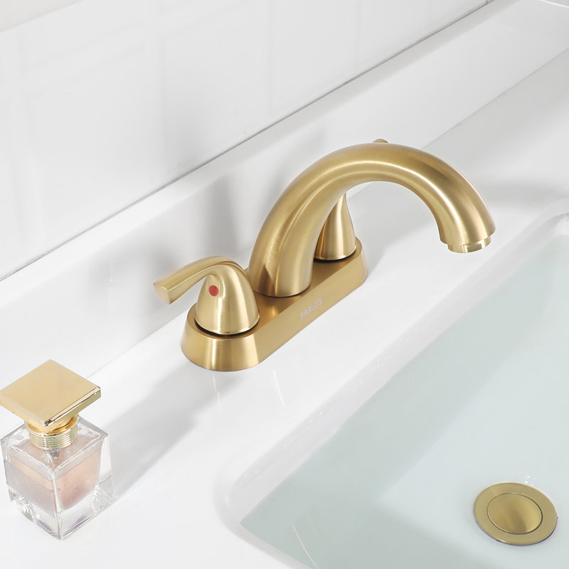 Centerset 2-handle Bathroom Faucet with Drain Assembly, Brushed Gold