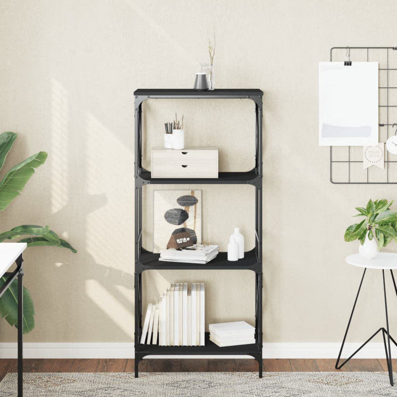 Fontainbleau 132cm H x 35cm W Metal Standard Bookcase, Black
