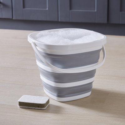 Simplify 10L Collapsible Square Bucket in White/Grey
