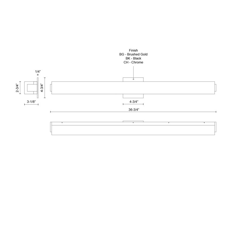 Latitude Sleek Black LED 36.75" Vanity Light Bar
