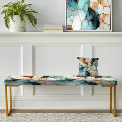 Multicolore marbre mosaïque harmonie motif - banc rembourré or marbre