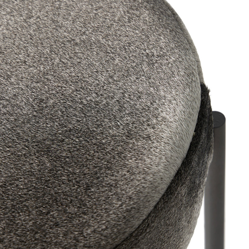 Nocona Upholstered Bar Stool, Black & White Speckled Hide/Leather, Counter Stool (26" Seat Height)