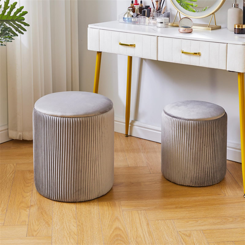 39cm Wide Footstool Ottoman, Grey