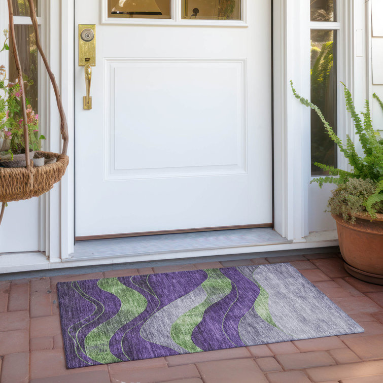 Machine Washable Indoor/Outdoor Xhevrie Purple Rug