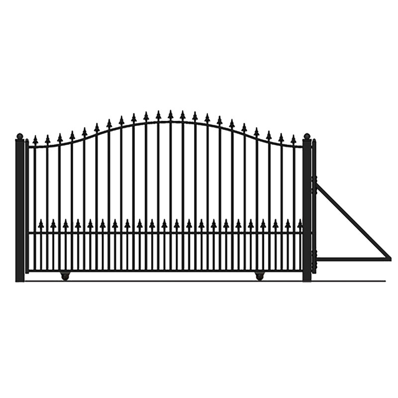 Barrière en métal munie d'une entrée simple en métal de 6,2 pi (1,89 m) Munich Steel, H 6,2 pi x l 12,1 pi