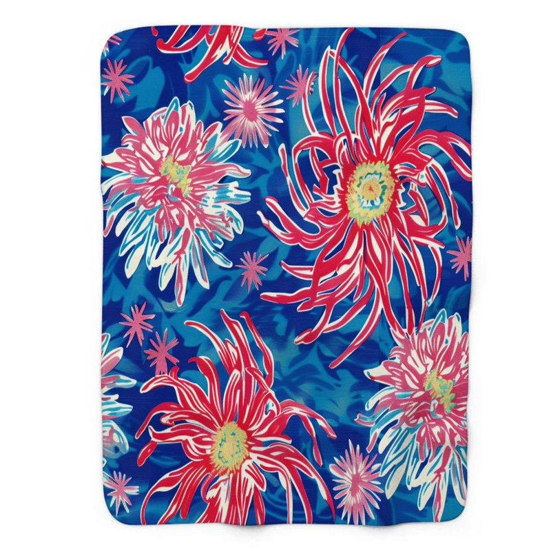 Vibrant Explosions - 1 pièce Sherpa Premium, L 50 po x L 60 po