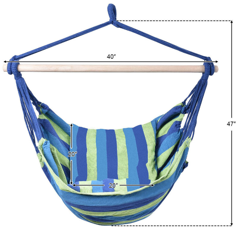 Chaise hamac Ladue, Bleu et vert