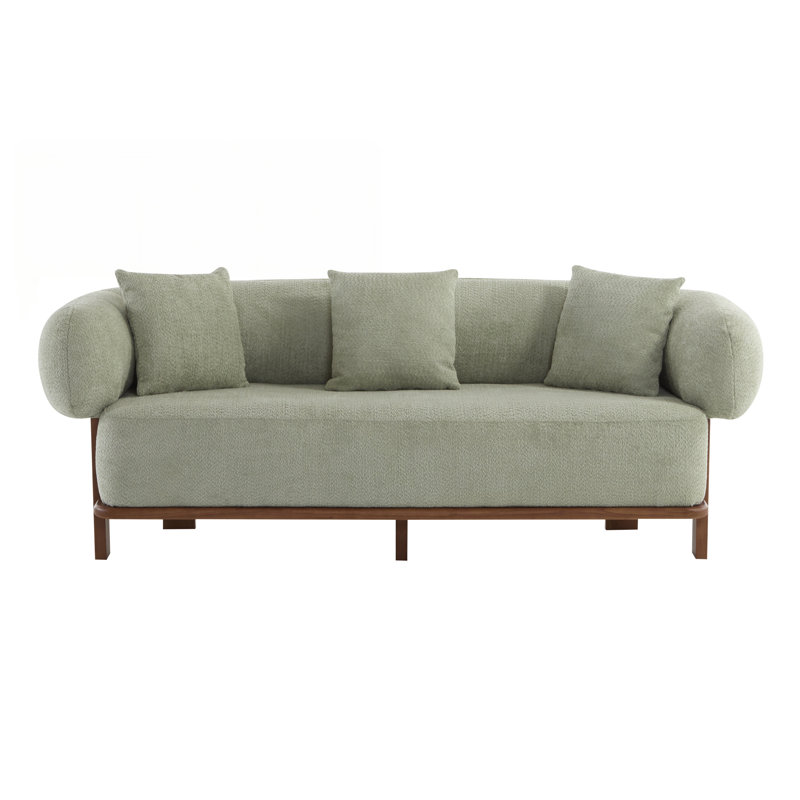 Canapé à accoudoirs arrondis avec design ergonomique et support confortable, parfait pour les décors modernes et Mid-Century.