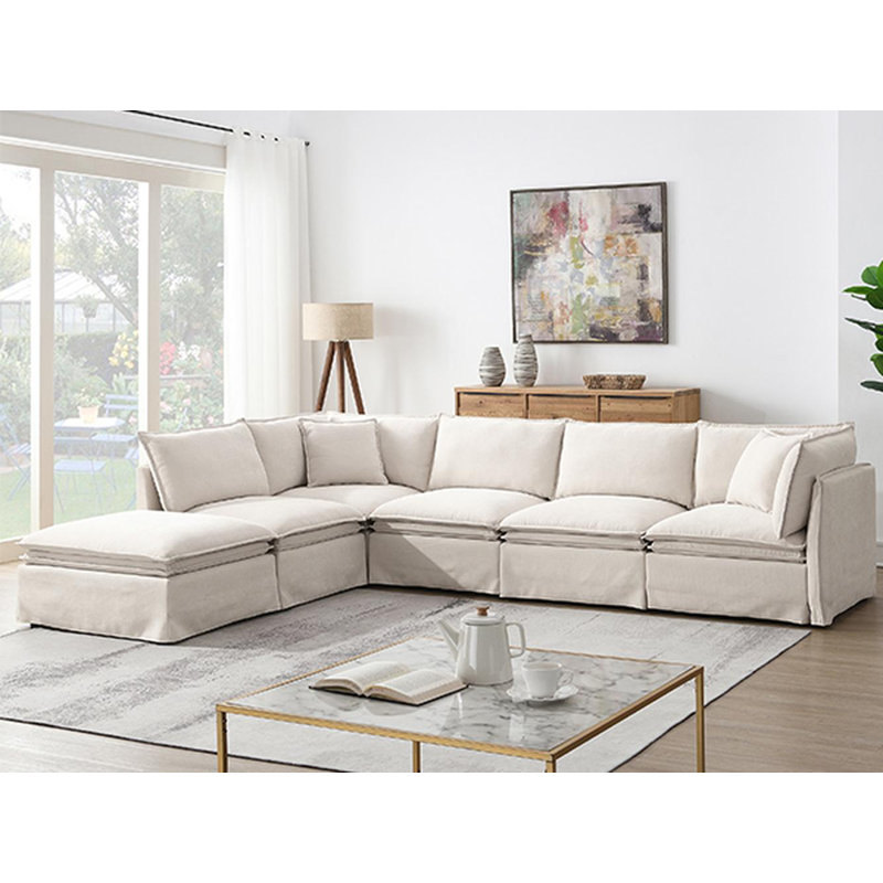 125.5'' Modular Sectional Sofa with Movable Ottoman