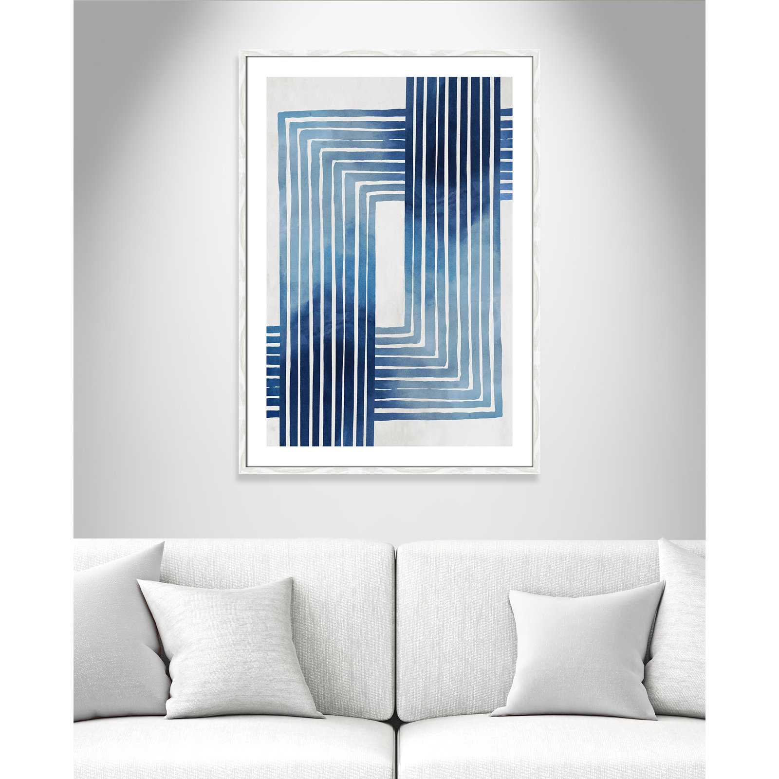 Lanny "In Unison" Painting by Eva Watts, 41.5" H x 29.5" W x 0.75" D, White Wood Framed Paper