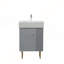Meuble-lavabo à tablettes ouvertes de 21,6 po avec lavabo en céramique, porte à fermeture en douceur et rangement à droite