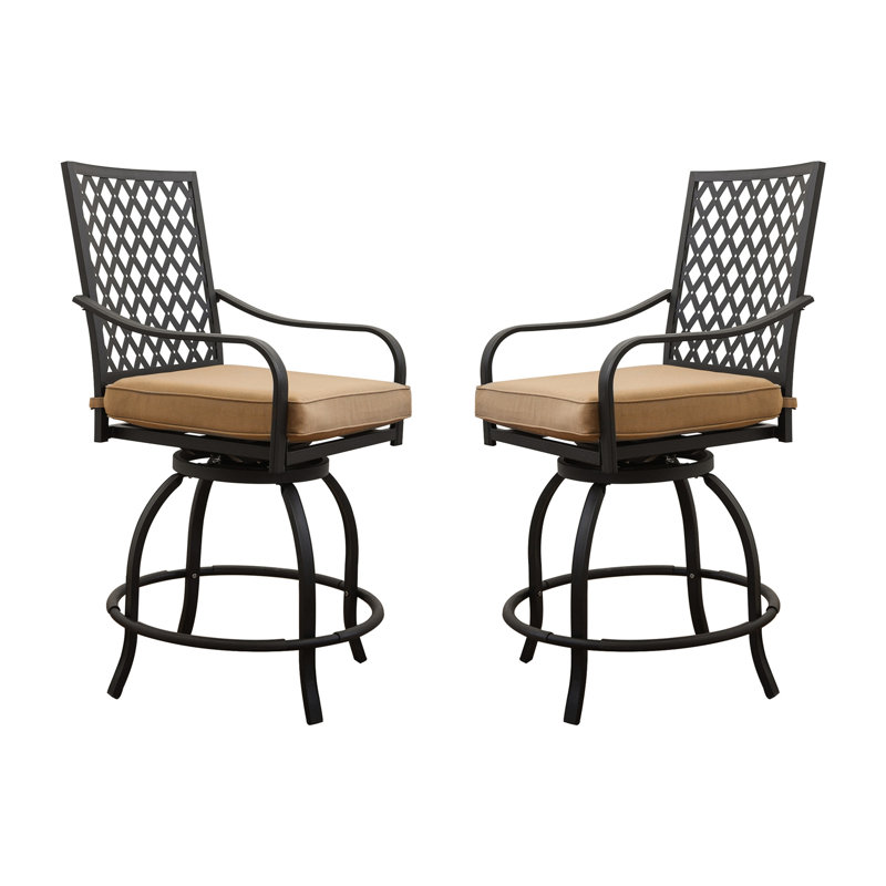 Outdoor Living Pivote les tabourets de bar kaki - 360 degrés de rotation et support de coussin durable pour le balcon de la cour arrière