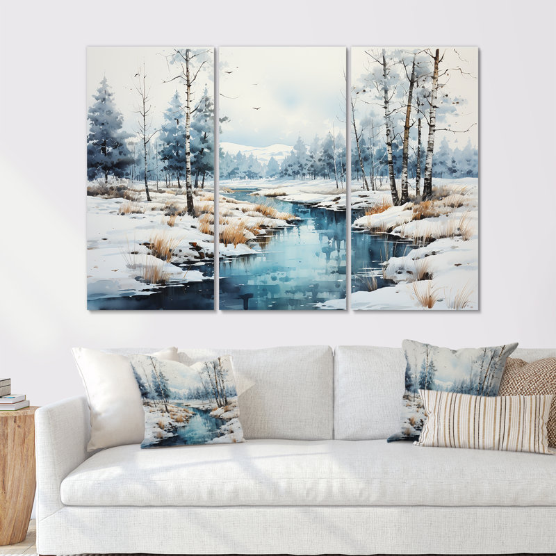 Winter Winter Scenery Minimalisme II - Ensemble de décorations murales paysage d'hiver, H 28 po x l 36 po x P 1 po
