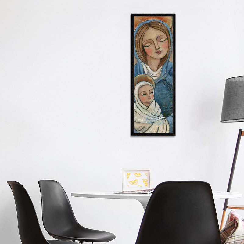 Mary Jesus by Teresa Kogut - Panoramic Painting on Canvas, 121.92 cm H x 40.64 cm W, Black Framed