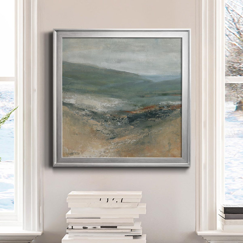 Rolling Seaside II - Peinture sur toile encadrée, Argent, H 22,5 po x l 22,5 po x P 1,5 po