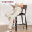 Set of 4 Brown Counter Height Bar Stools, Upholstered Cushioned Seating with Metal Frame and Footrest-610431818