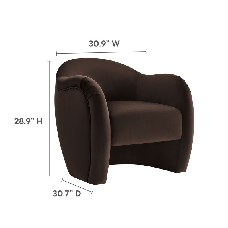 Compose Performance Velvet Accent Chair In Mulberry, Chocolate Brown Velvet